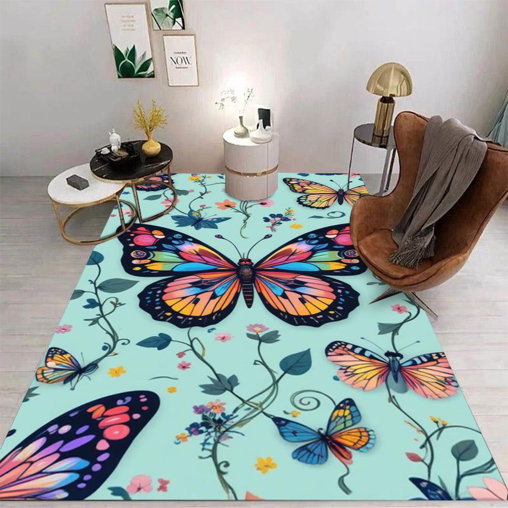 Vintage Floral Butterfly Ink Style Carpet Carpets for Bed Room Washroom Floor Mat Rugs for Living Room Chair Living Room Rug