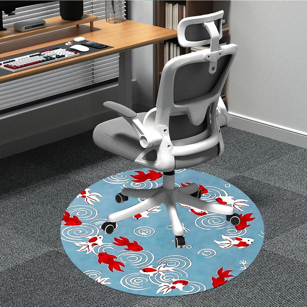 1pc Goldfish Pond Office Round Rug, Non-slip, Soft and Durable Office Rug for Interior Decoration, Perfect for Office, Beautiful Decoration yy26032404