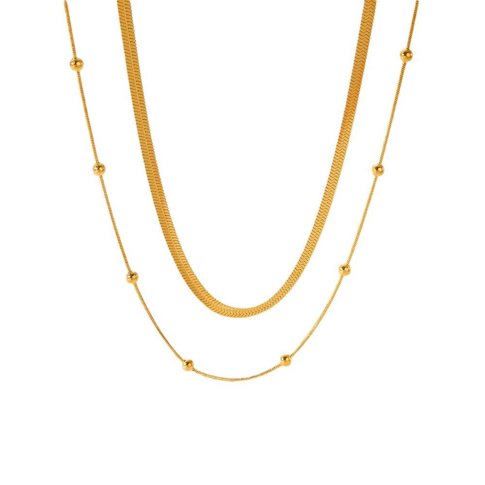 45/2000 Women's Multi-layer Titanium Steel Necklace, Fashionable Commuter Versatile Stainless Steel Snake Chain Blade Chain