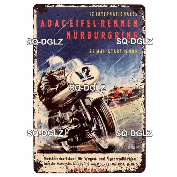 Mfoever Tin Motorcycle Metal Sign Vintage Plaque Poster Tin Sign Wall Decor For Bar Pub Club Retro TT Racing Poster Gift