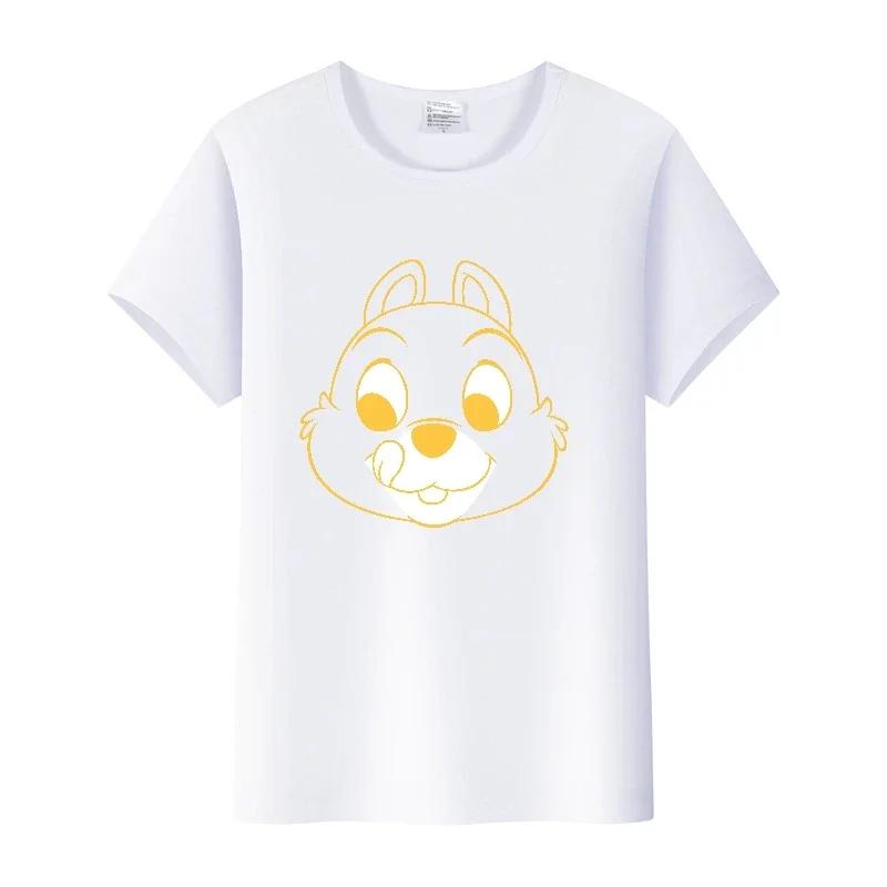 Casual Cartoon Chip 'n' Dale Graphic t-shirt Summer Blouses White Tees Clothes Y2K Tshirt Oversized Tops Unisex