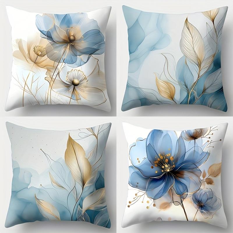 4-delige moderne minimalistische kussenhoes set met plantenthema, geschikt voor woonkamersofa, huisdecoratie, vulling niet inbegrepen 35x35cm