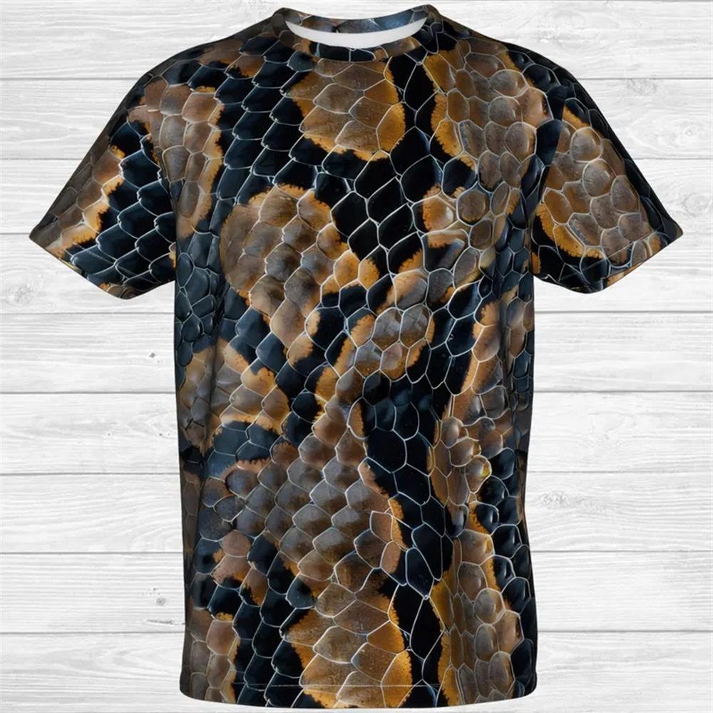 Snake Animal Scales Graphic T-shirt 3D Print Round Neck T Shirts Personality Street Cosplay Clothing Tees Tops Size XXS-6XL