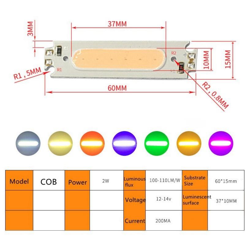 5/10/30 Stück DC 12V 2W Balken COB Lichtchip 60x15MM LED COB Streifenlicht Flutlichtperlen Weiß/Rot/Grün/Blau/Rosa/Lila COB Chips