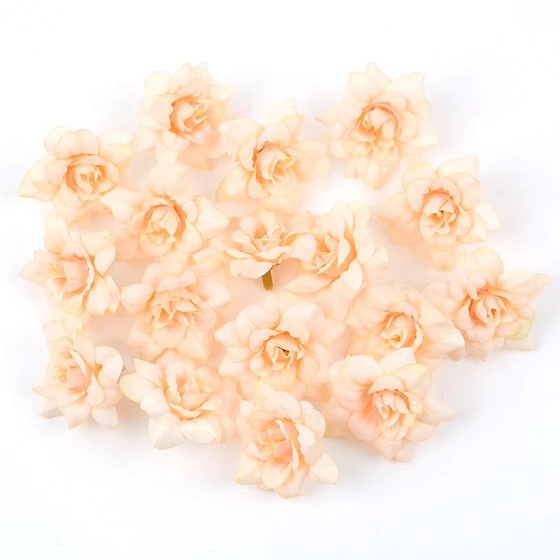 10Pcs Artificial Flower 4.5cm Silk Rose Head For Wedding Home New Year Decoration DIY Garland Scrapbook Gift Box Craft Flowers