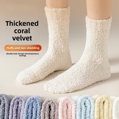 Female Winter Thickened Velvet Home Warm Sleeping Floor Month Long Socks