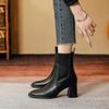 Knitted elastic boots high-heeled short boots women's spring and autumn single boots 2025 new thin boots thick heel medium tube fashion boots