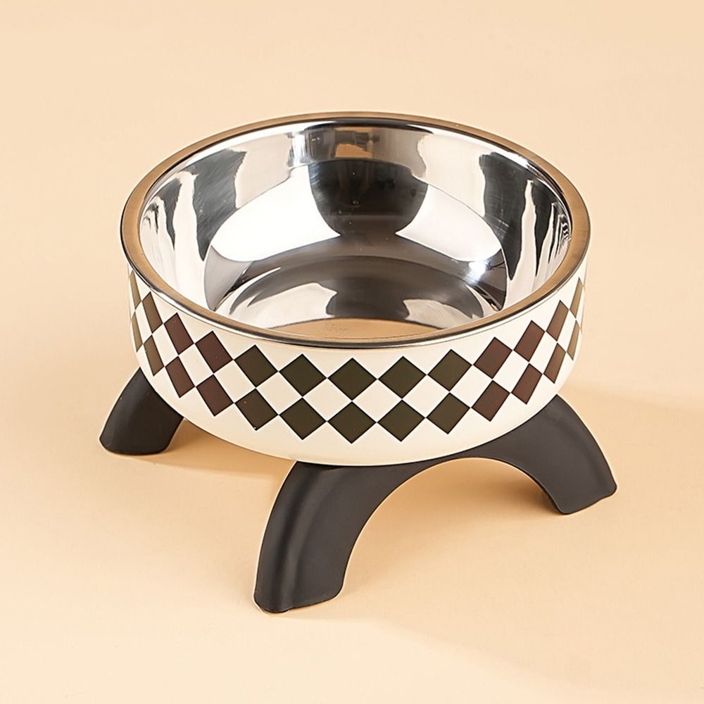 Stainless Steel High-Legged Pet Bowl Cartoon Printed Cat Elevated Bowls for Cats Dogs
