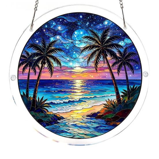 Sun Catcher Puzzle Acrylic Suncatcher Durable Clear Acrylic Colorful Patterns Window Decoration for Doors Garden