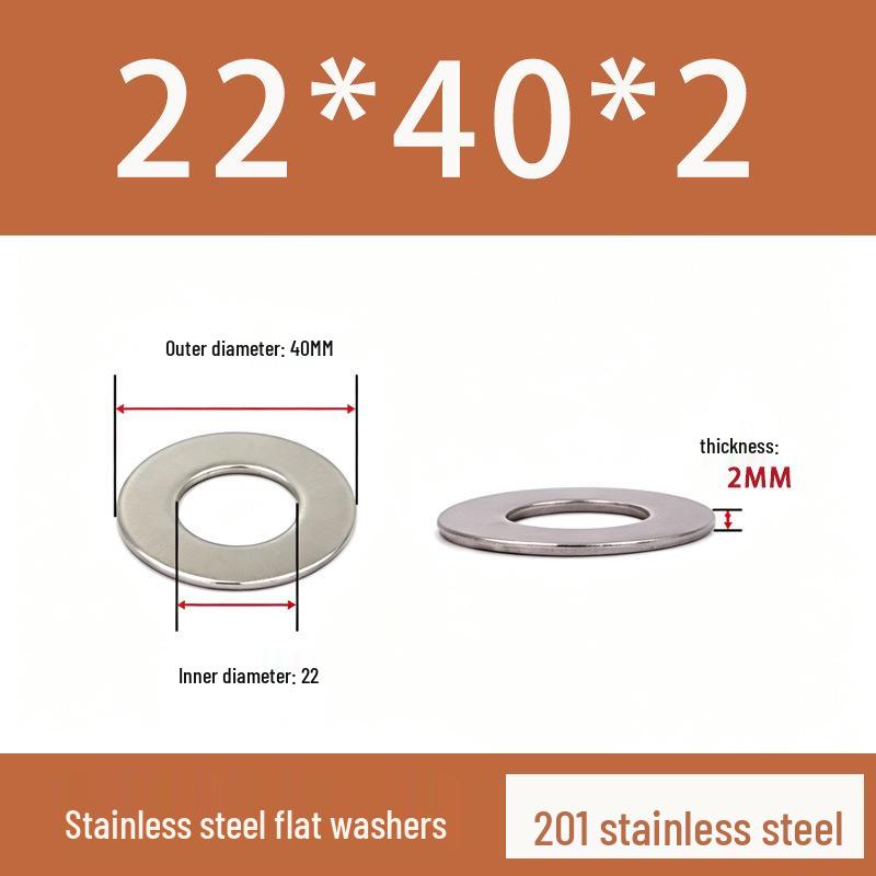 201 Stainless Steel Rust-proof Flat Washer - National Standard Hardware Fasteners with Complete Specifications, In Stock.