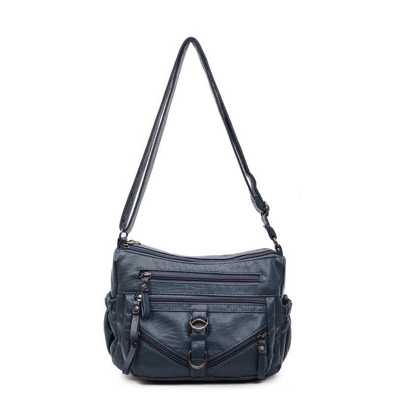Women's Crossbody Bag Vintage Soft Leather Mother Bag Commuter Multi-Pocket Shoulder Bag