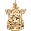 ROBOTIME ROKR Romantic Carousel Mechanical Music Box 3D Wooden Puzzle AMK62