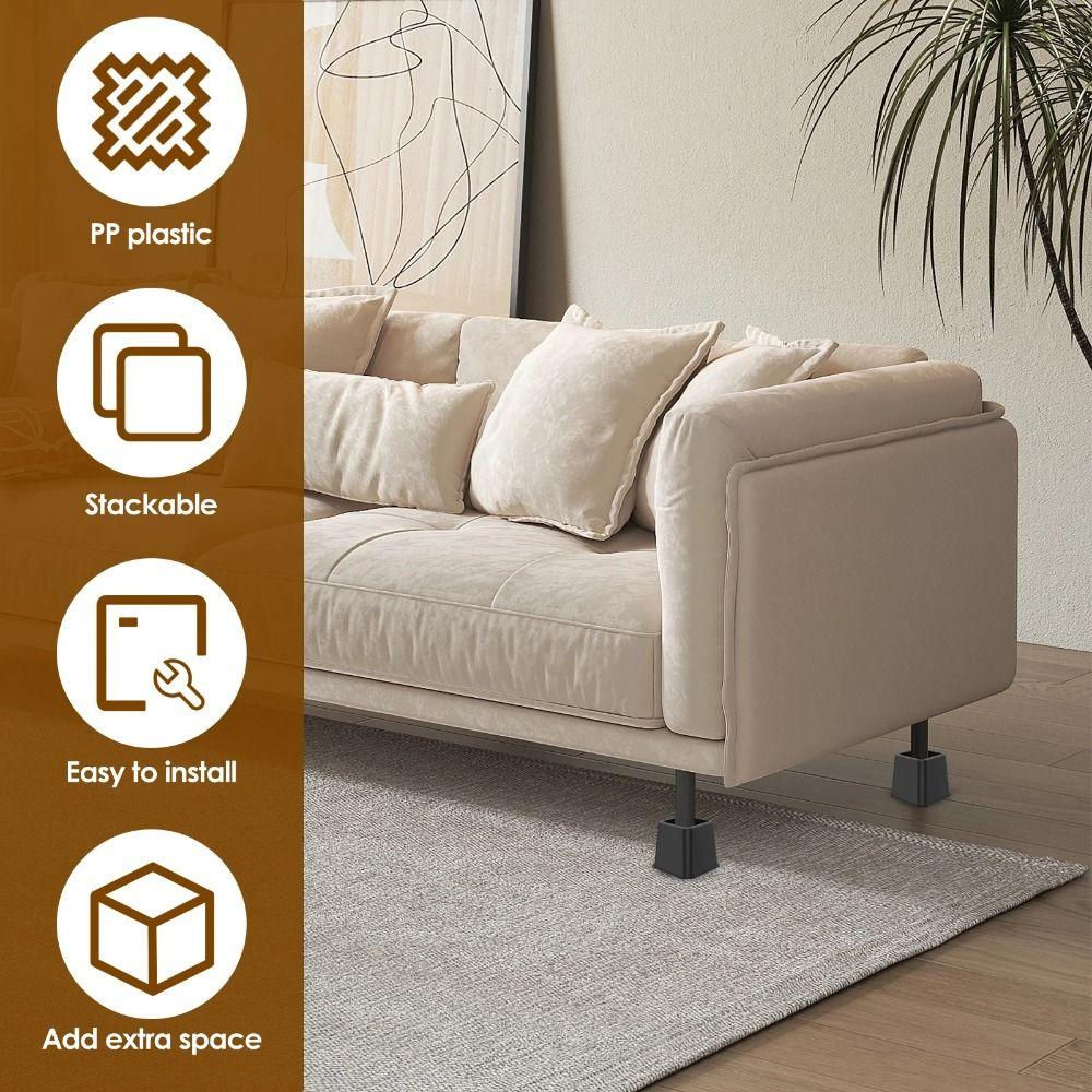 4Pcs Shock-Absorbing Furniture Leg Risers Adjustable Height Table Lifters  Chair Legs