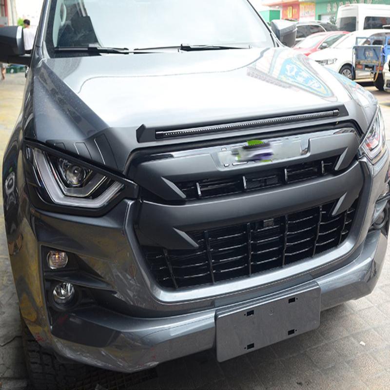 For Isuzu D-MAX DMAX    ABS BLACK Front Grille Grill Hood Decoration Cover front mesh Trim Exterior Accessories