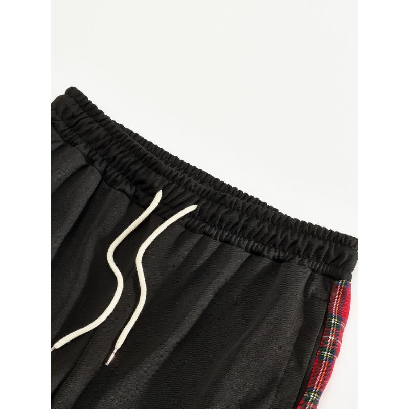 New men's row buckle spelling plaid webbing casual trousers straight trousers outdoor trousers men's new