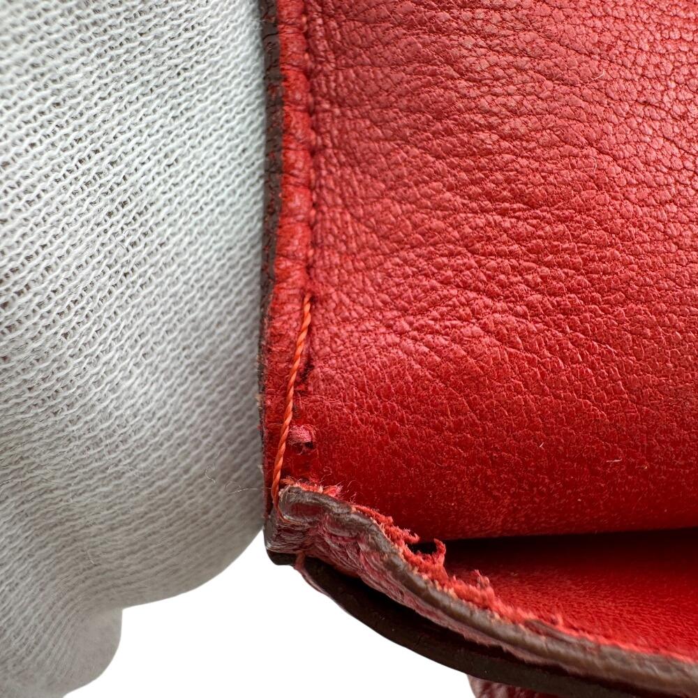HERMES Bifold Wallet Taurillon Clemence Dogon GM Purse Red Taurillon Clemence Used
