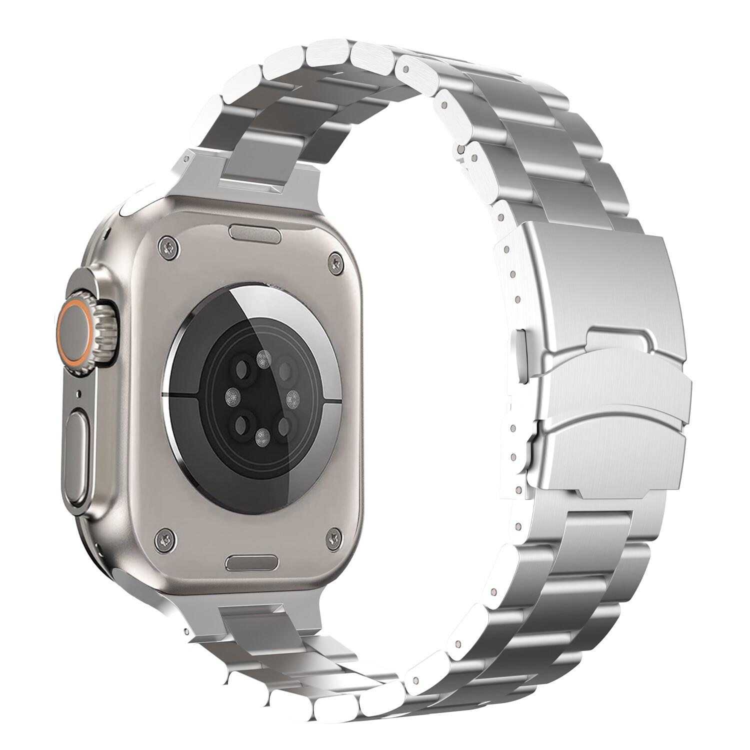 

Titanium Band Double Safety Buckle for Apple Watch Ultra 3&2&1 Durable Lightweight for iWatch 11 10 9 8 7 654SE 3 2 1 WatchBand Ultra 3 2 1 49mm срібний