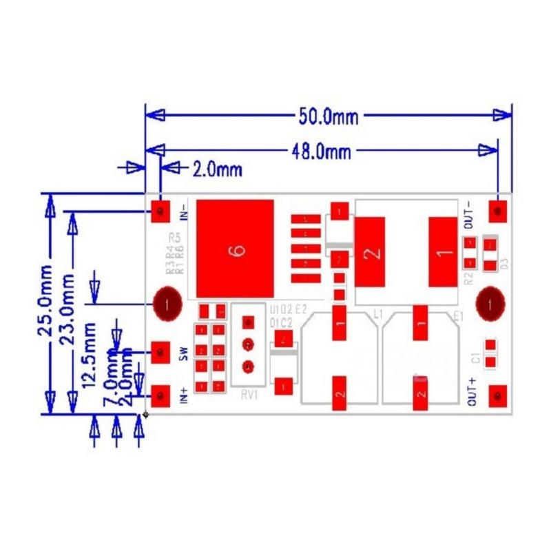 High Efficiency Steps Down Converters Module 8V-80V Input 1.25V-20V Adjustable Output 2.1A Current Compactly Design