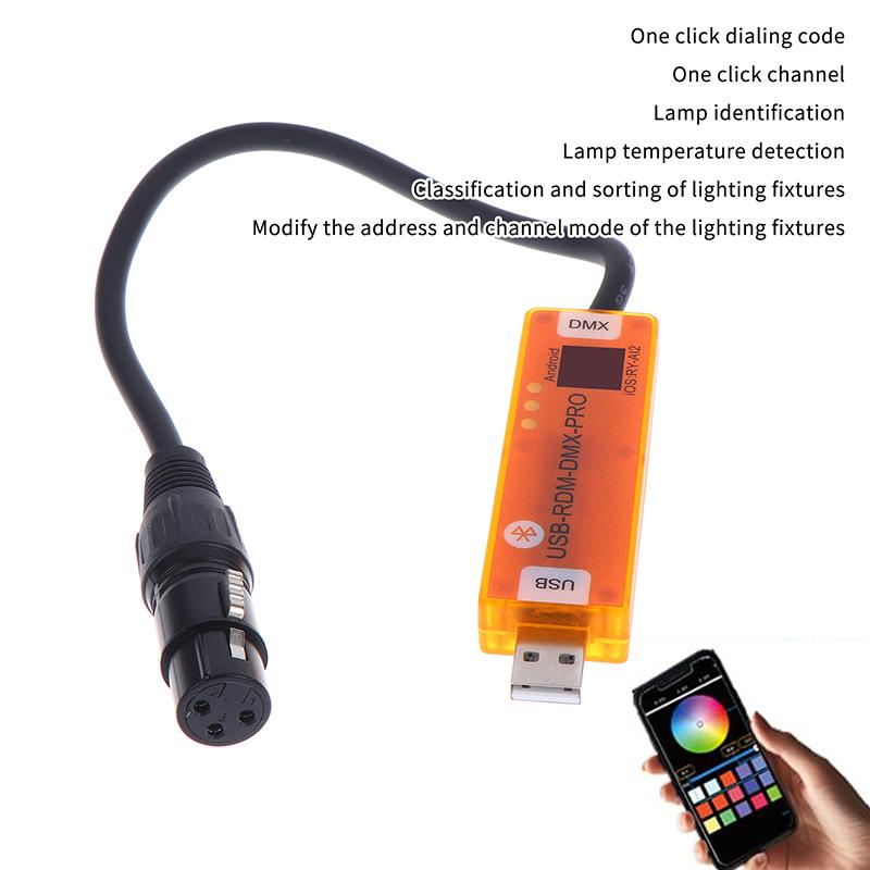 Usb-Rmd-Dmx2.0 Mobile App Dmx Rdm Dialer Stage Light Wireless Controller Compatible With Android Ios Cell Phone Devices