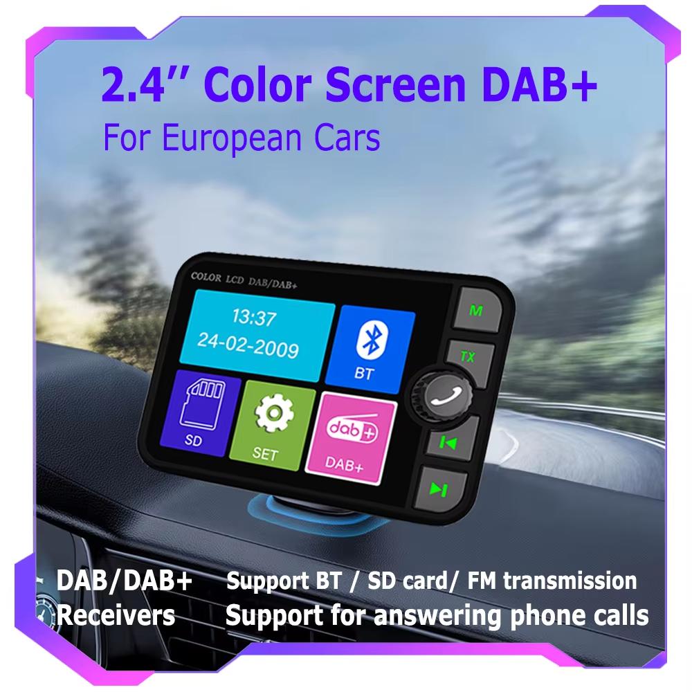 

2,4-2,8-дюймовый цветной ЖК-радиоприемник DAB/DAB+, совместимый с Bluetooth, MP3-плеер, автомобильный FM-цифровой вещательный сигнал для европейских автомобилей