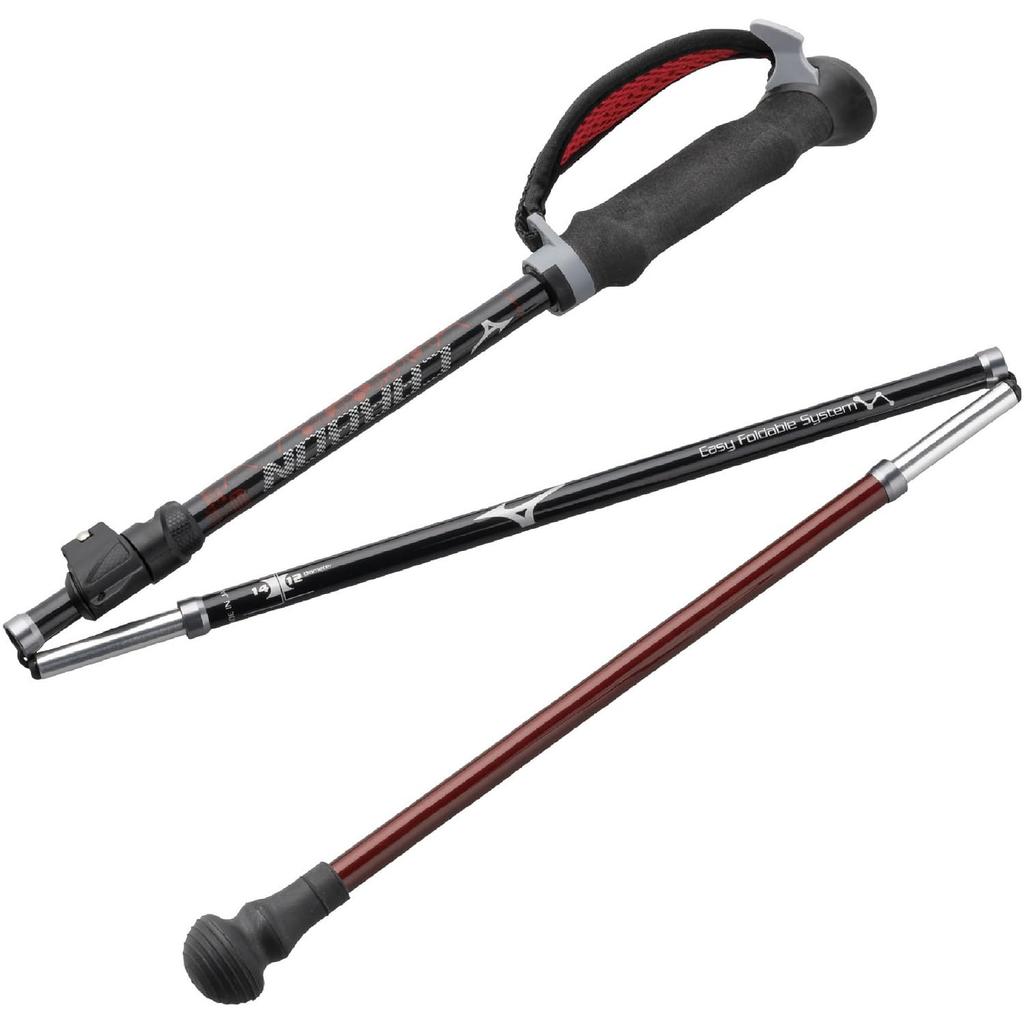 MIZUNO Nordic Walk Folding Carbon Walking Poles poles per C3JTPB20 (2 set), Unisex, Red,