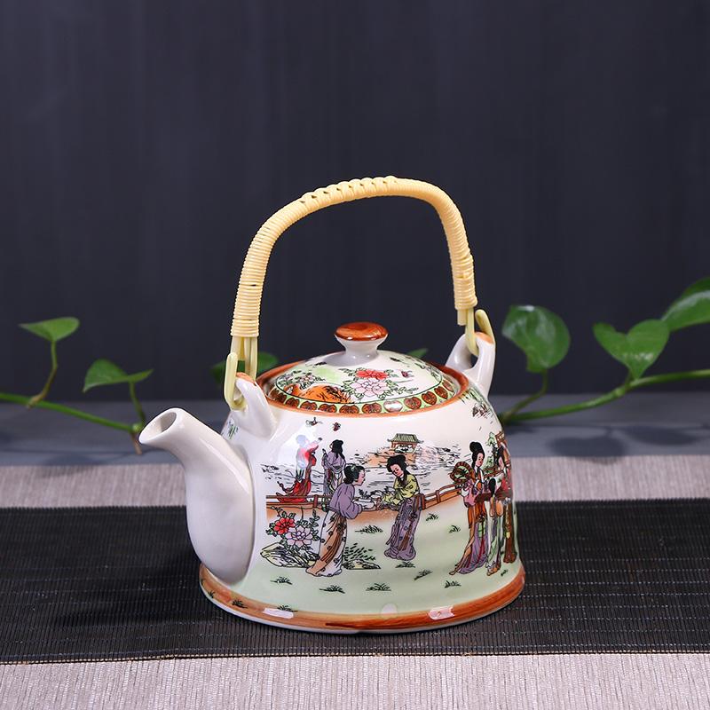 CHANSHOVA-Chinese Porcelain Teapot with Strainer Net, High Capacity 900ml, Traditional Chinese Retro Ceramic Tea Set, H189