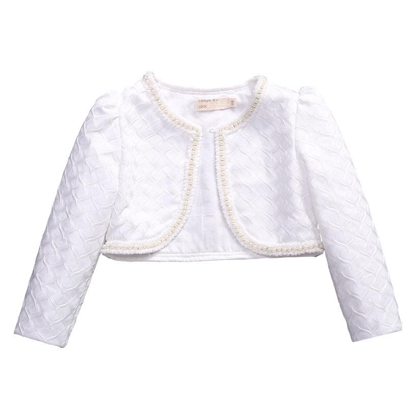 2020 Children's Lace Pearl Shawl Waistcoat, Long Sleeve Princess Jacket for Girls
