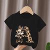 Mouse Leopard Letter A B C Name Print Unisex Women Tops Kids Tshirt Clothes Black Short Sleeve Black T Shirt