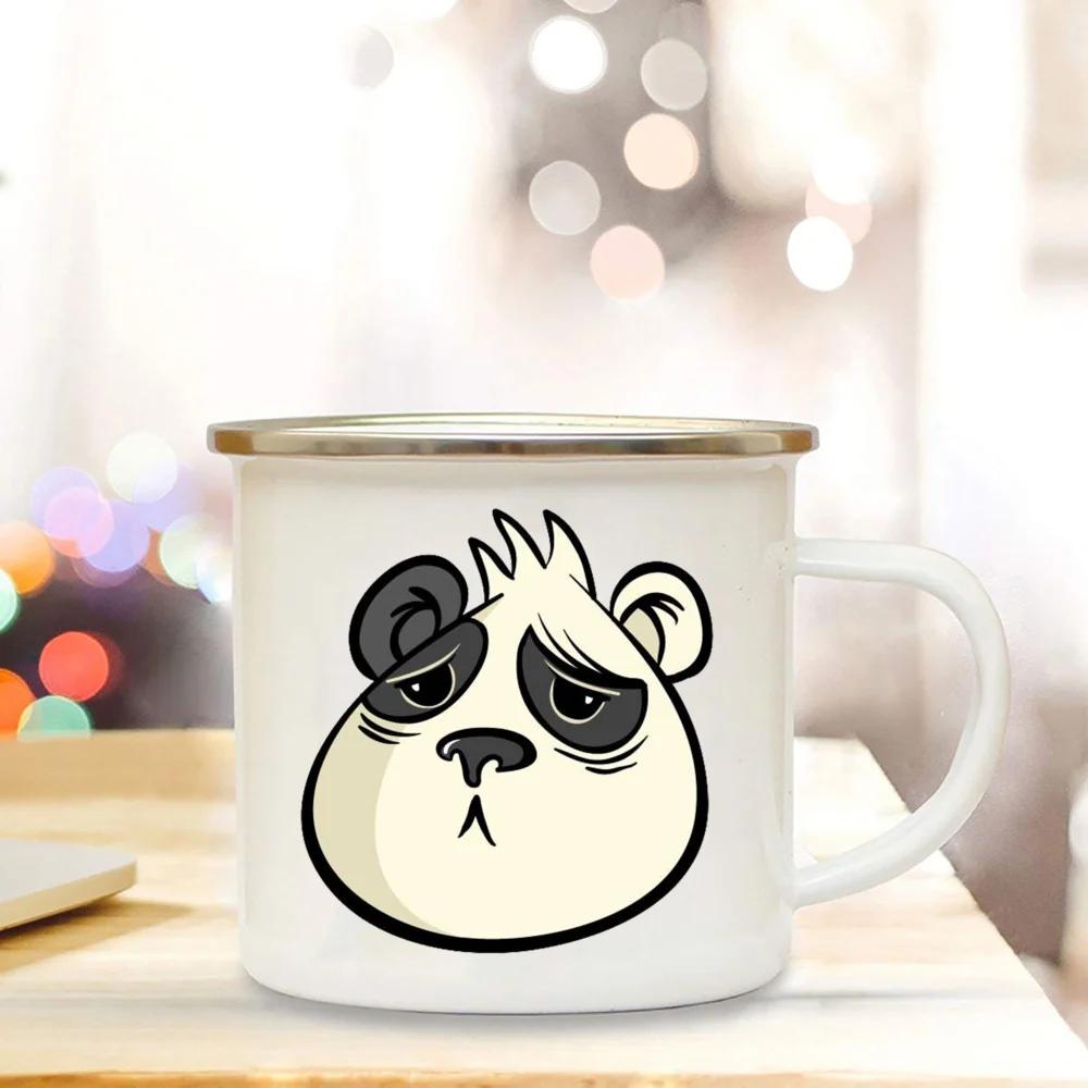 Panda Bear Mug Girlfriend Gift Ideas Cute Coffee Mug Panda Gifts Camper Decor Camping Enamel Mug Birthday Gifts for Friend