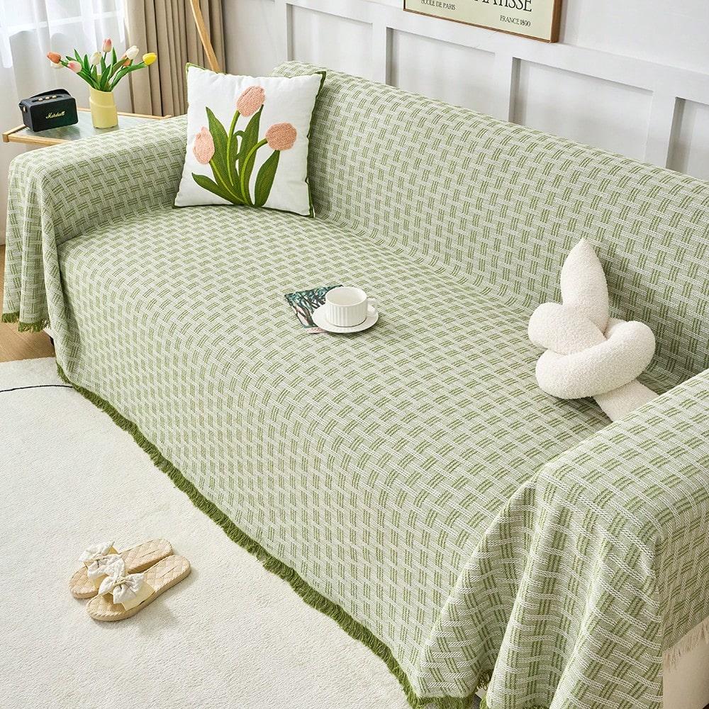 1PC Cotton Blend Woven Sofa Cover for Loveseat Recliner Sofa Bed Washable Thick Breathable Fabric Living Room Bedroom