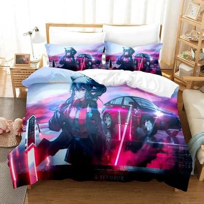 Kawaii Anime Arknights Zestaw Pościeli Pojedynczy Bliźniak Pełny Queen King Size Zestaw do Łóżka Aldult Dziecko Sypialnia Zestawy Poszewek na Kołdrę Zestaw Prześcieradeł 3D