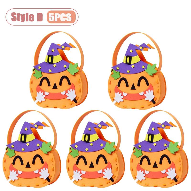 1-10PCS Children Halloween Felt Pumpkin Candy Bag Hand Carry Trick or Treat Gift Tote Party Favor Goodie Sack Cute