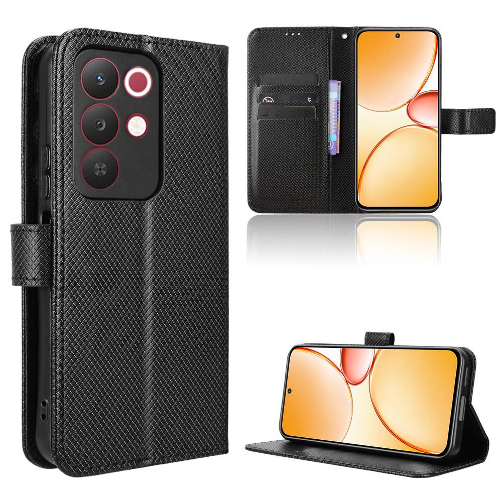 Для Realme C85 Pro 4G Кожаный чехол-бумажник со шнурком, текстура ромба, чехол для телефона