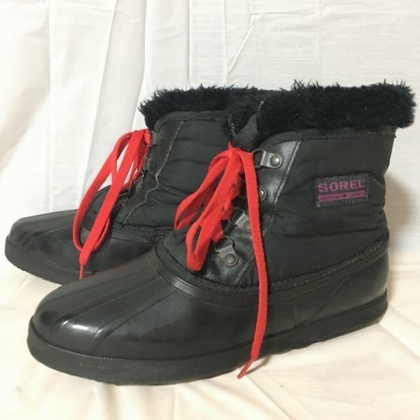 Vintage SOREL Made in Canada Snow Boots with Liner Size 24.525.0 Black(USED)