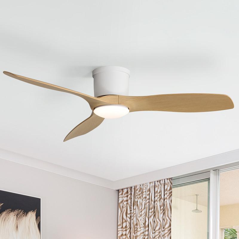 Sofucor Ceiling Fan with Light and Remote Control, White, 132 cm, 3 ABS Blades