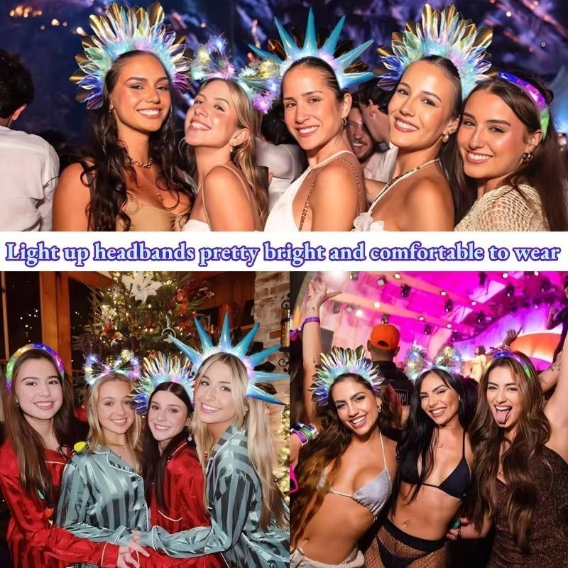 1-20pcs Laser Holographic Glow Headband for Christmas Halloween Party Costume Decoration Accessory Home Celebration