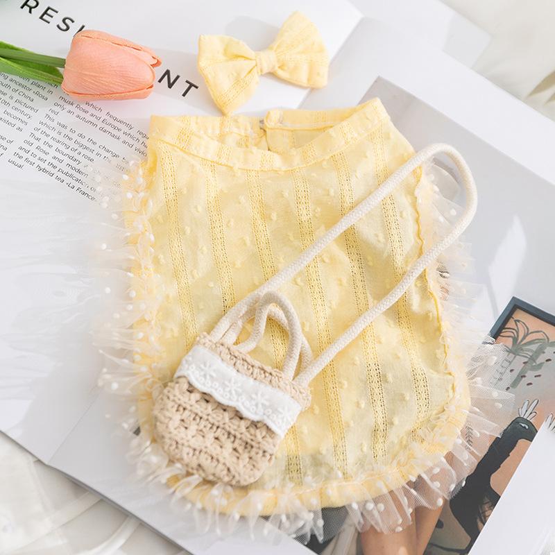 Dog Clothes Spring and Summer Princess Wind Quiet Pastoral Vest Teddy Than Bear Small and Medium Dog Pet Clothes