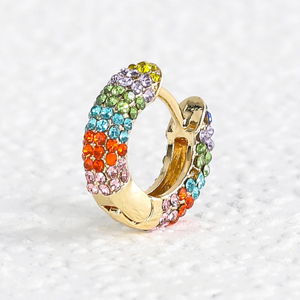 Stylish Geometric Colorful Rhinestone Earrings Alloy Simple Fashion Jewelry For Women