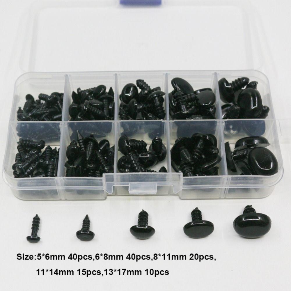 125pcs/box Oval Shape Plastic Safety Eyes Black Black Screw Eyes Plush Doll DIY Toy Eyes For Toys