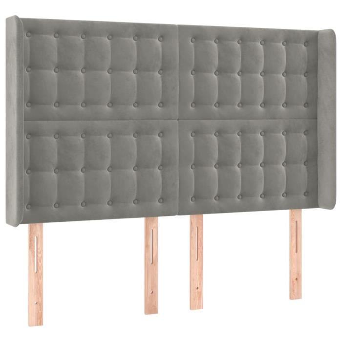 VidaXL Tête de lit avec oreilles Gris clair 147x16x118-128 cm Velours3120062