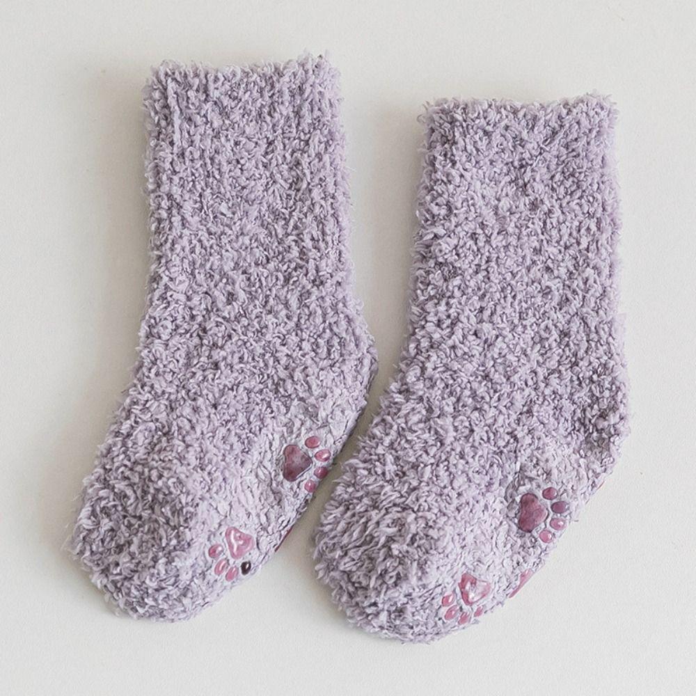 Korean Style Infant Learning Walk Socks Thickening Home Sleep Socks Coral Fleece Baby Socks  Baby