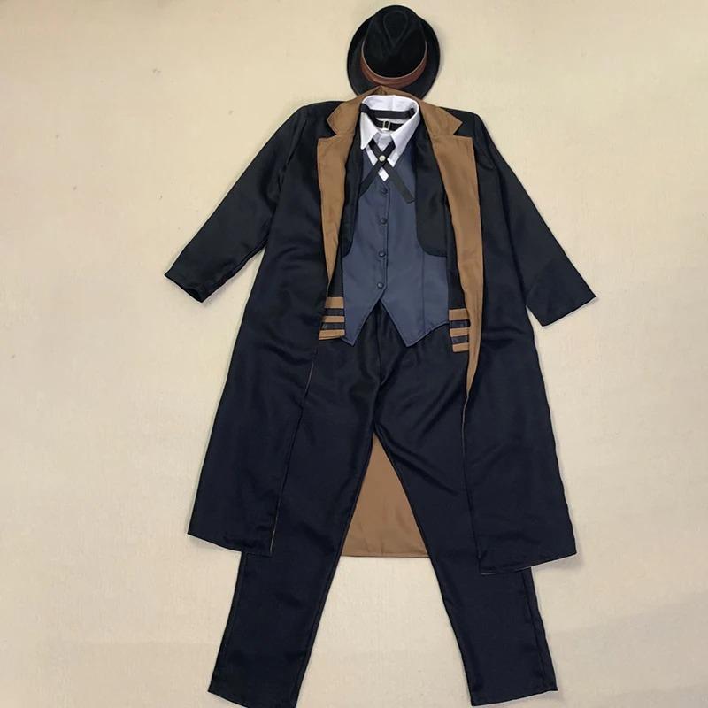 Nakahara Chuuya Cosplay Kostuum Inclusief Hoed Uniform Trenchcoat Broek Grote Maten Outfits Halloweenfeest voor Comic Con
