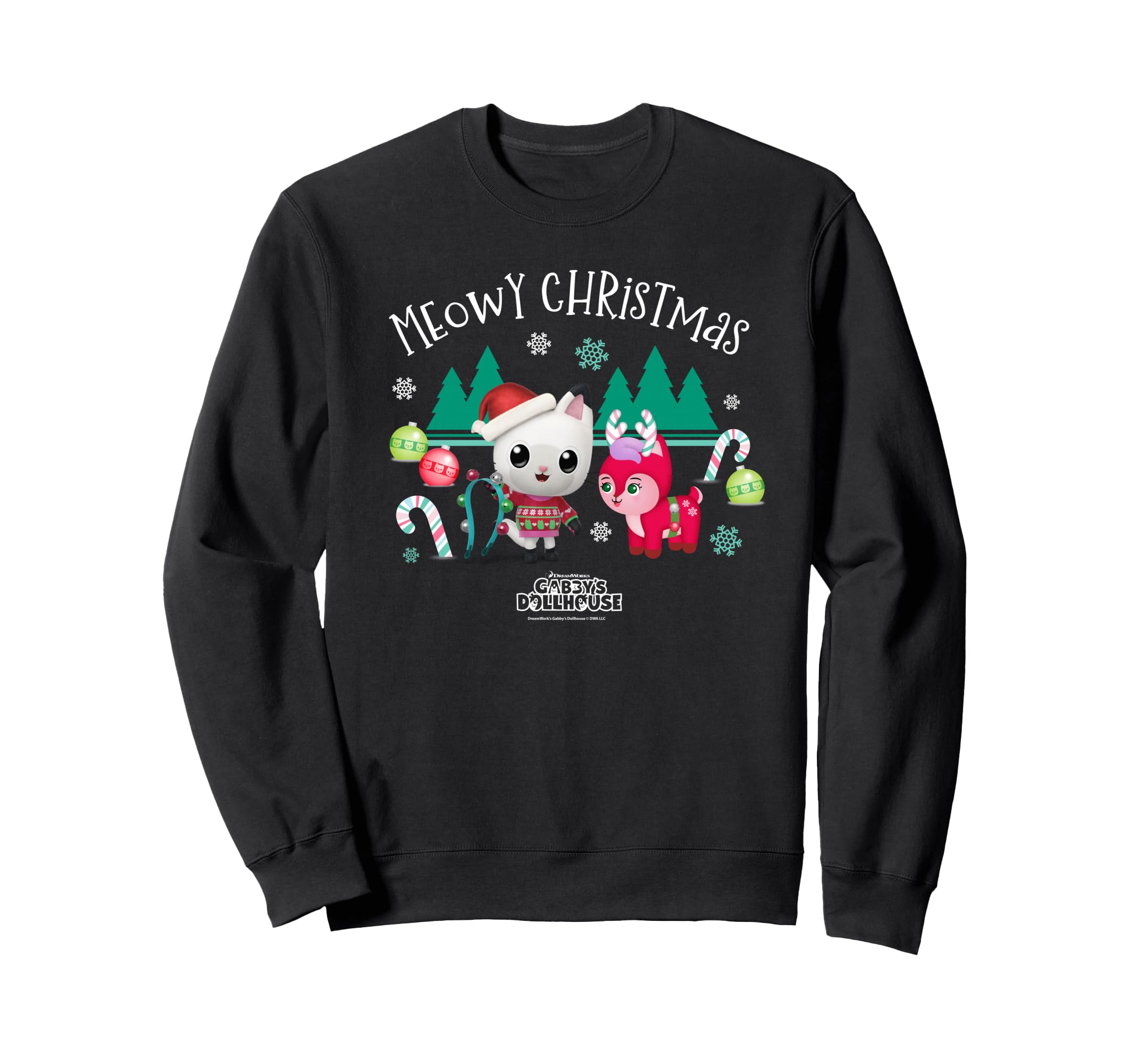 

DreamWorks Gabby s Dollhouse Meowy Christmas Candy Canes Sweatshirt