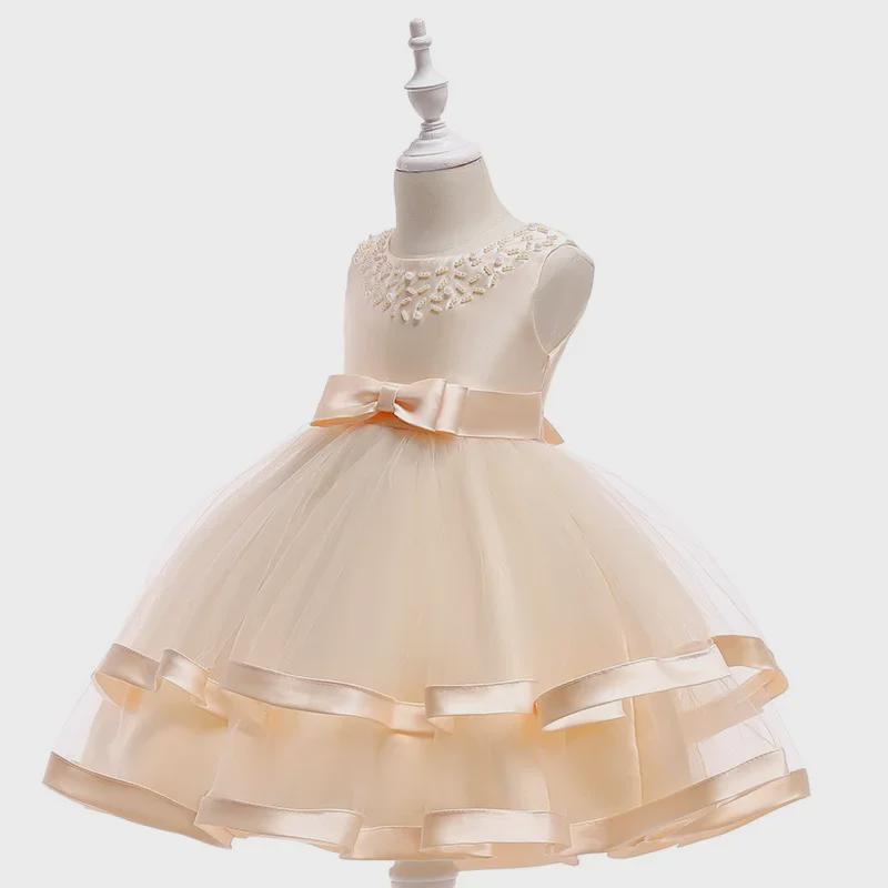 2024 Beaded Princess Tutu Dress for Girls - Flower Girl Wedding Attire