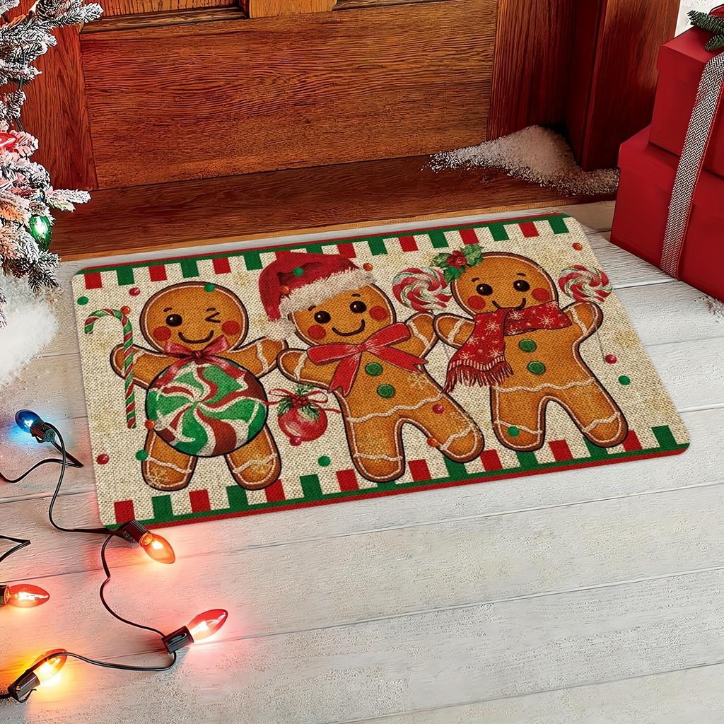 1Pcs Anti Fatigue Kitchen Rugs Merry Christmas Gingerbread Waterproof Non-Slip Thick Cushioned Kitchen Mat Heavy Duty Comfort Standing Mat for Kitchen