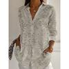 Damenbluse Geblümt Aktiv Stilvoll Knöpfe Bluse Reverskragen Bluse Damen Langarmshirts Damenbekleidung Weibliche Kleidung
