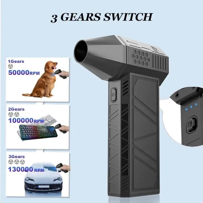 Mini Turbo Jet Fan Electric Air Duster Adjustable wind speed Turbo Violent Blower Rechargeable with Light Car Cleaning Tools