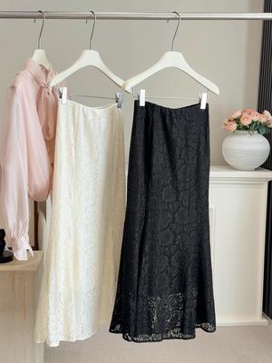 Jupe sirène en dentelle taille haute pour femme Printemps/Été 2026: Maillot de bain une pièce amincissant, drapé et moulant les hanches