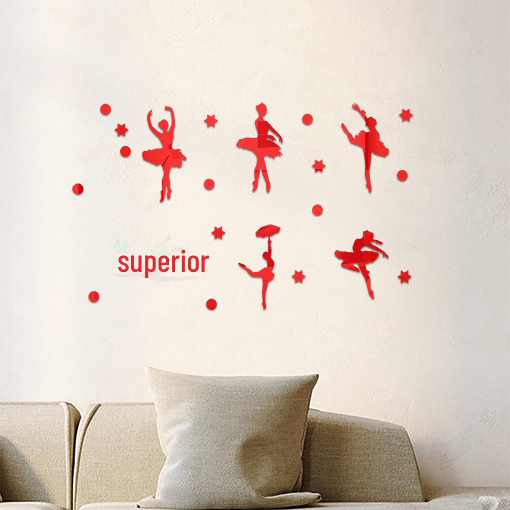 Ballet Girl Acrylic Mirror Wall Sticker for Kids' Room or Dance Studio