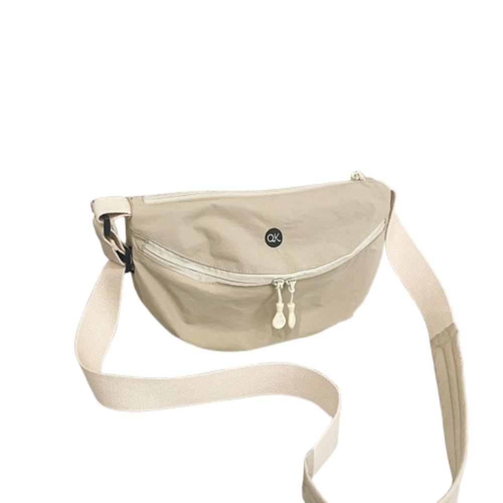 

Sports Nylon Shoulder Bag Korean Style Half Moon Bags Fashion Stripe Underarm Bag Travel белый